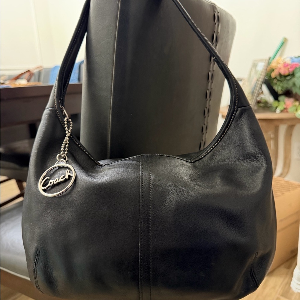 Vintage Coach Black Leather Hobo Bag with Silver Accent✨Priced to sell! - Picture 9 of 13
